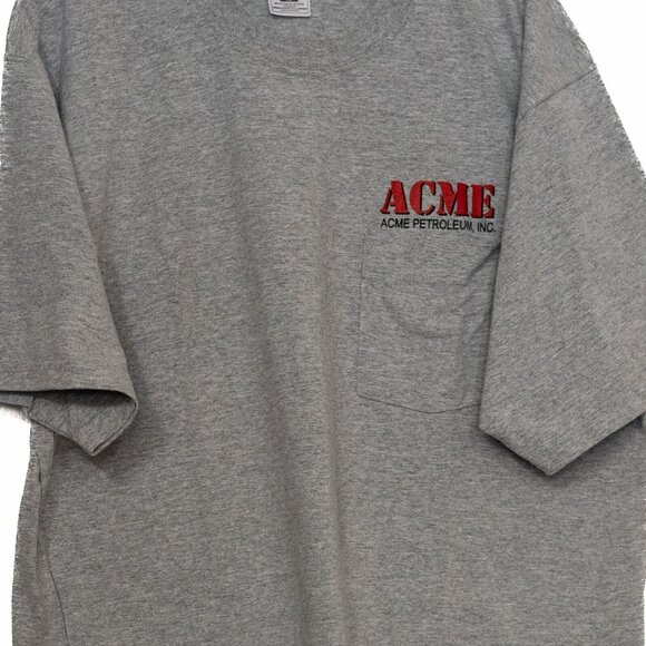 Acme Petroleum Inc Mens Gray T Shirt Round Neck Pocket Pullover Short Sleeve XL - Picture 4 of 8